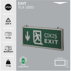 Noas Acil Çıkış 3W Aşağı Çift Yönlü Acil Çıkış Armatürleri Yönlendirme Levhası