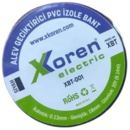 XKOREN Siyah Alev Geciktirici PVC İzole Bant 0.13mm x 18mm x 10Y (9.14m) XKOREN Siyah Alev Geciktirici PVC İzole Bant 0.13mm x 18mm x 10Y (9.14m)
