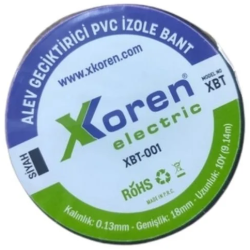 XKOREN Beyaz Alev Geciktirici PVC İzole Bant 0.13mm x 18mm x 10Y (9.14m)