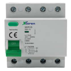 XKOREN 25A 10kA 30mA 4 Kutup (Elektronik-A Tip Hayat Koruma) Kaçak Akım Koruma Şalteri